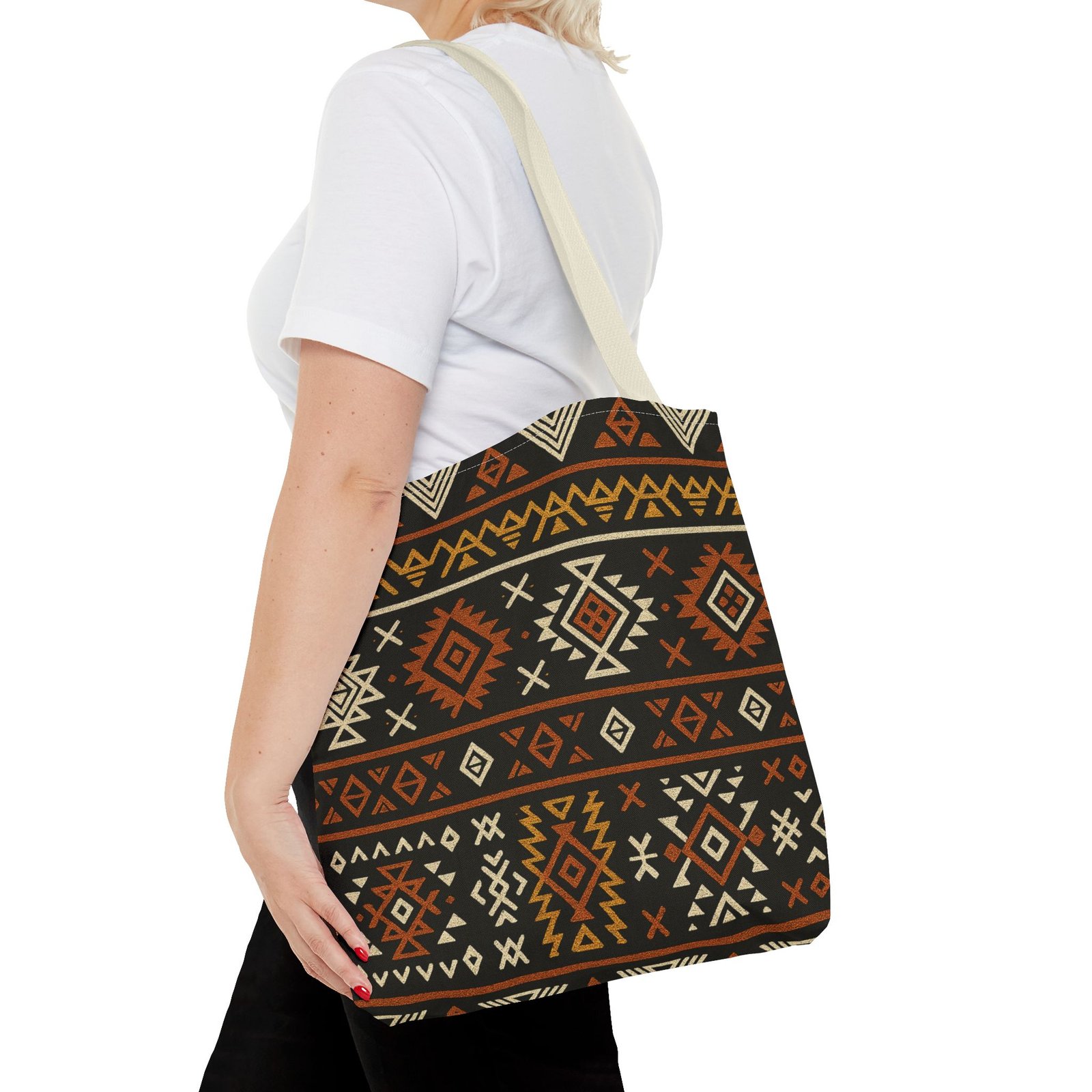 Southwestern Aztec Pattern Tote Bag | Tribal Geometric All-Over Print, Boho Chic Shoulder Bag, Ethnic Market Tote, Colorful Handbag, - Image 44