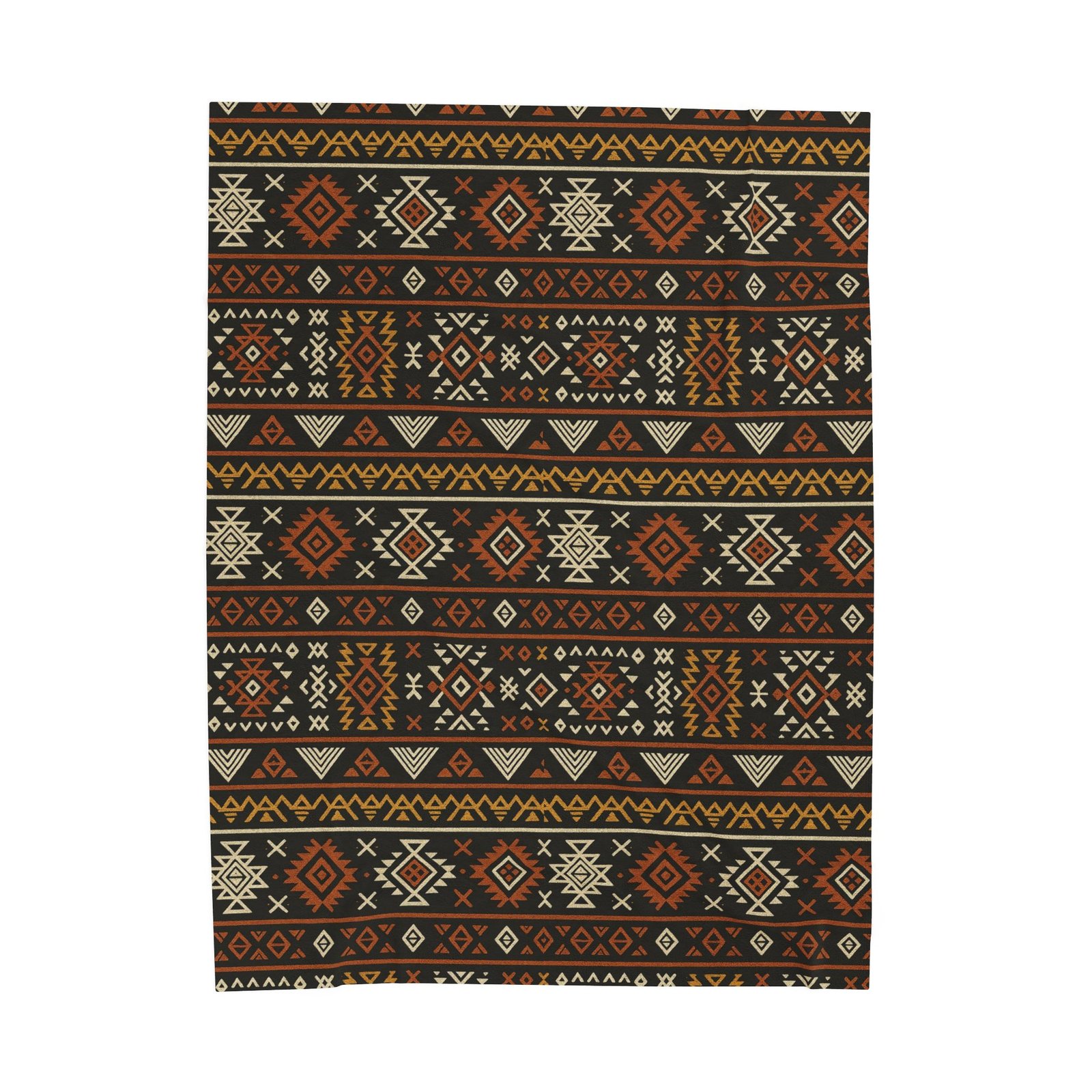 Southwestern Aztec Pattern Velveteen Plush Blanket | Rustic Tribal Stripes - Image 5