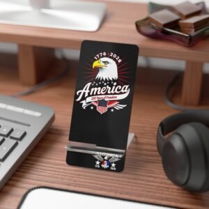 Mobile Display Stand, American Eagle Phone Holder, Patriotic Smartphone Dock, USA Flag Desk Organizer, Independence Day Gift, Bald Eagle
