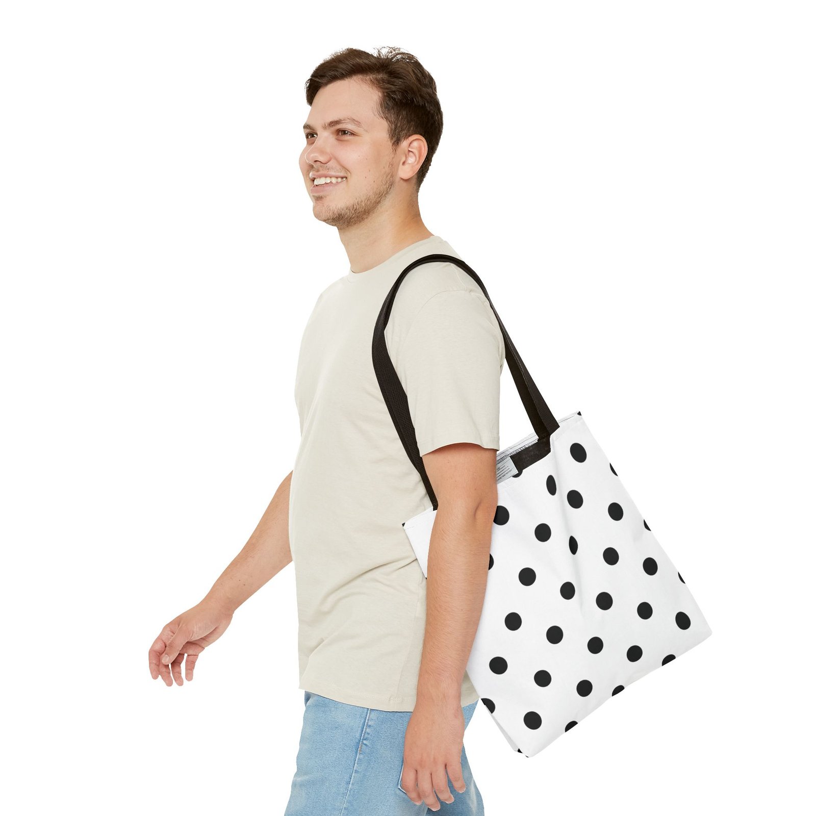 Black Polka Dot Tote Bag | All-Over Print - Image 7