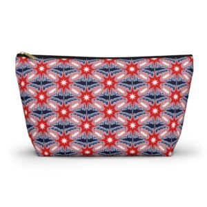 Red Blue Ikat Star Pattern Accessory Pouch