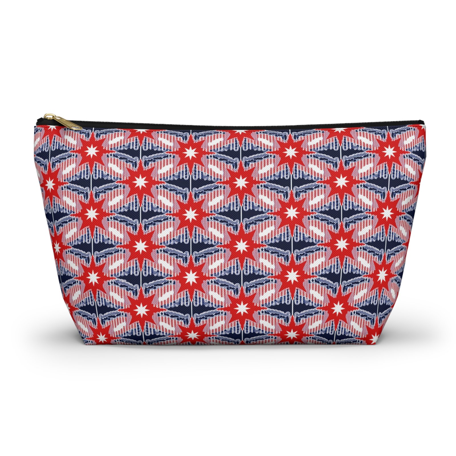 Red Blue Ikat Star Pattern Accessory Pouch
