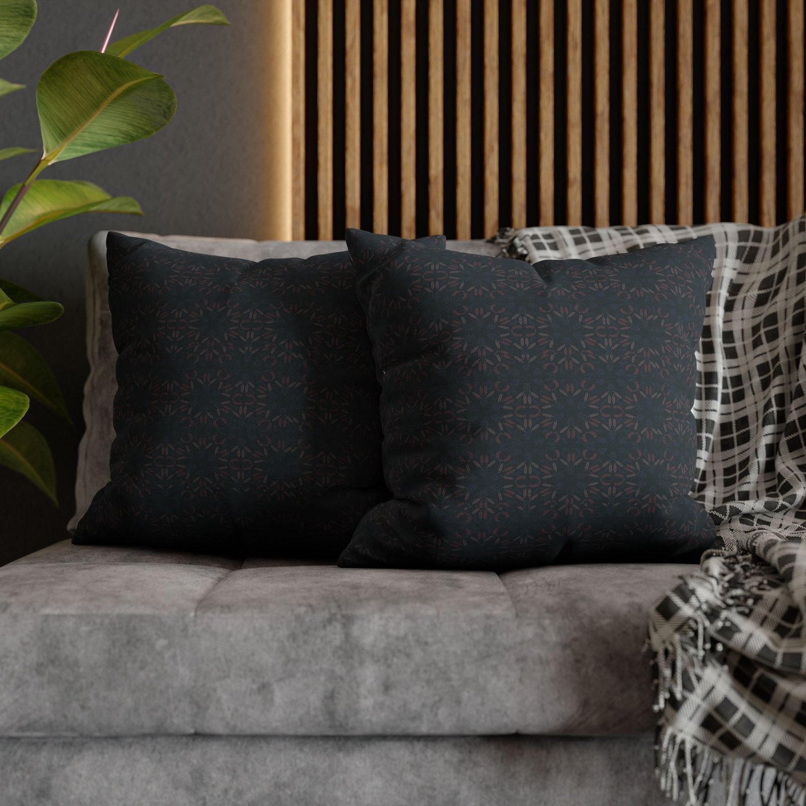 Dark Geometric Mosaic Pillowcase | Spun Polyester Square Pillowcase - Image 24