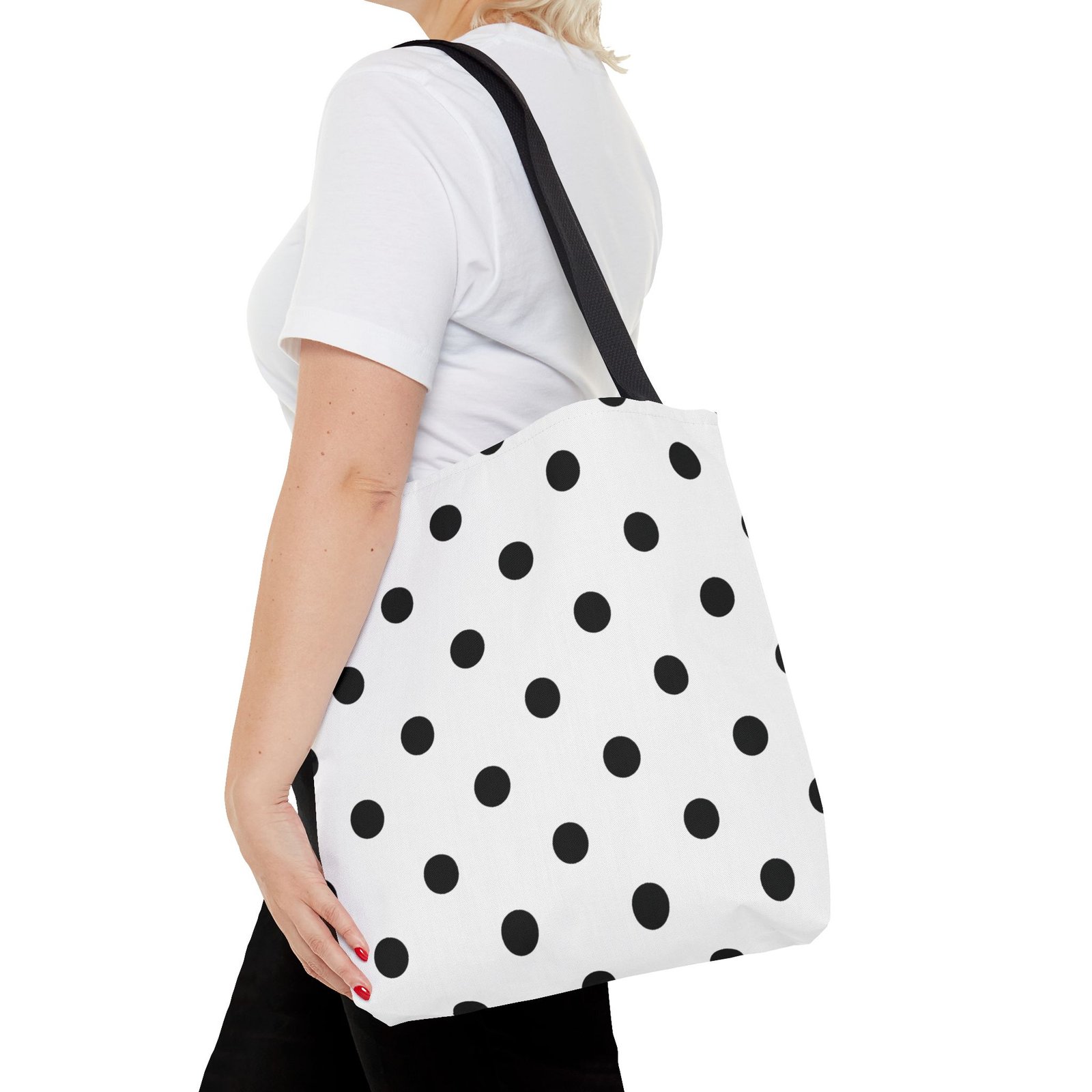 Black Polka Dot Tote Bag | All-Over Print - Image 8