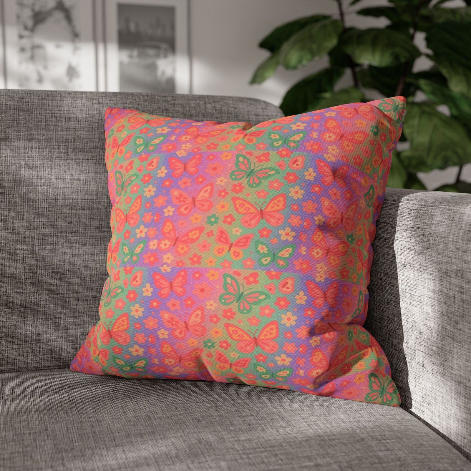 Watercolor Floral Pattern Spun Polyester Pillowcase | Square Decorative Pillow - Image 23