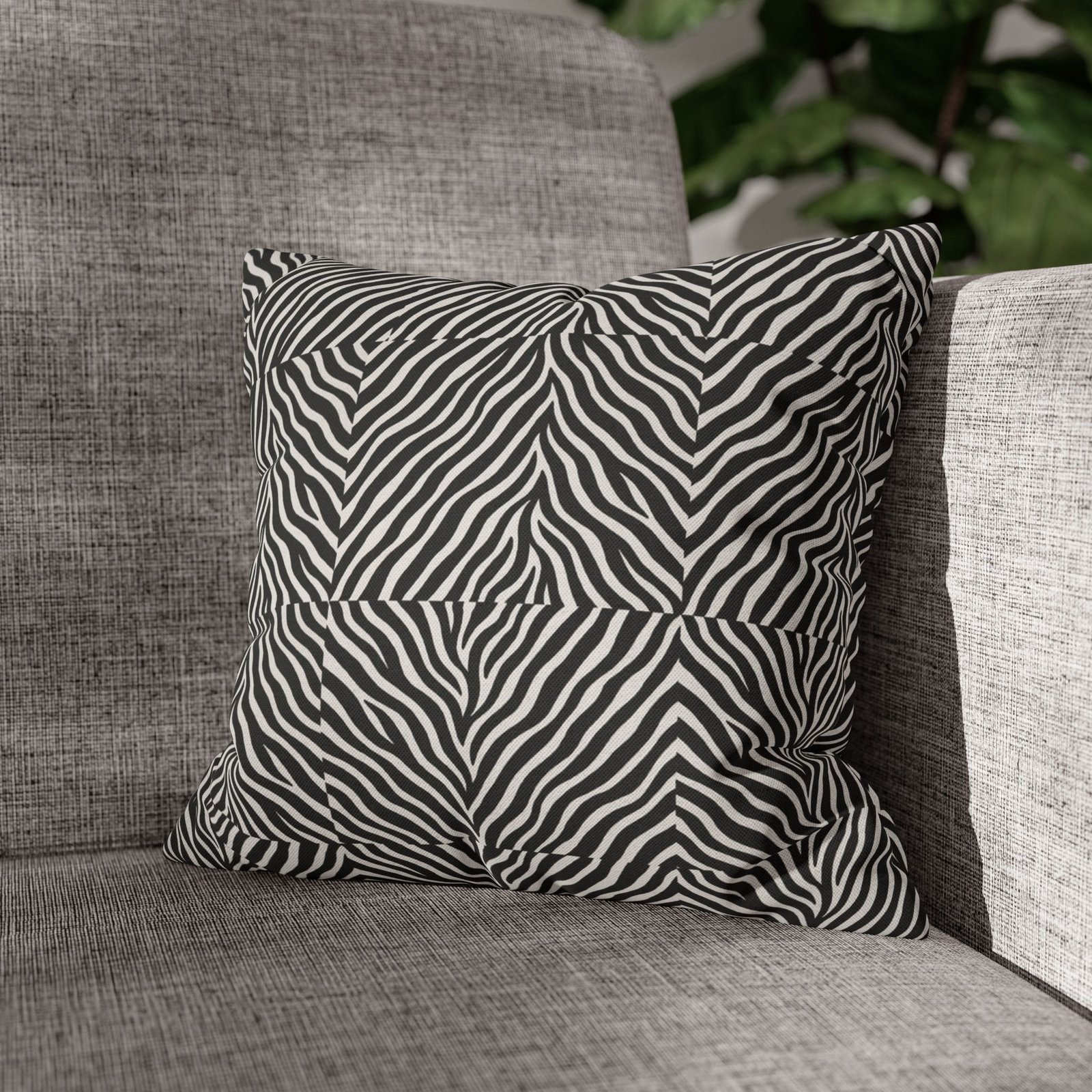 Black White Zebra Stripe Pillowcase | Animal Print Square Pillowcase - Image 6