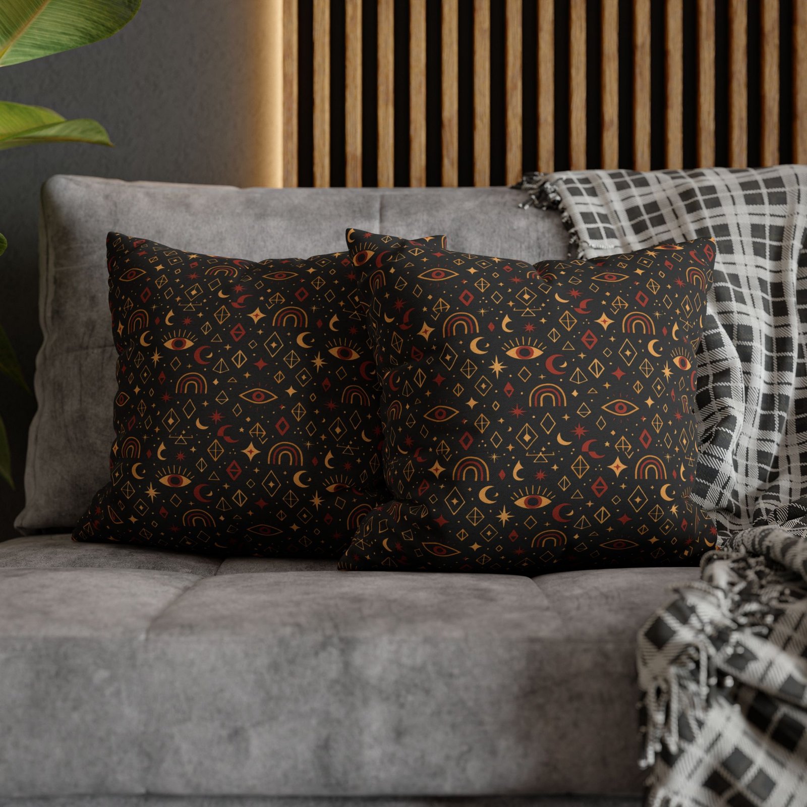 Mystic Eye Pattern Pillowcase | Boho Celestial Motif, Dark Autumn Colors - Image 12