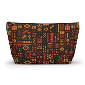 African Tribal Pattern Accessory Pouch | T-Bottom Zip Cosmetic Bag