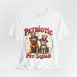 Patriotic Pet Squad Tee, Dog Lover Shirt, Cat Lover Gift, Unisex Graphic Shirt, Independence Day Apparel