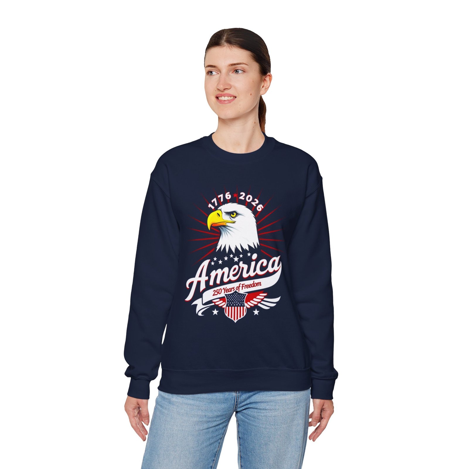 American Eagle Unisex Sweatshirt, 250 Years of Freedom Design, Patriotic Crewneck Jumper, USA Patriotic Apparel, Independence Day Gift, - Image 13