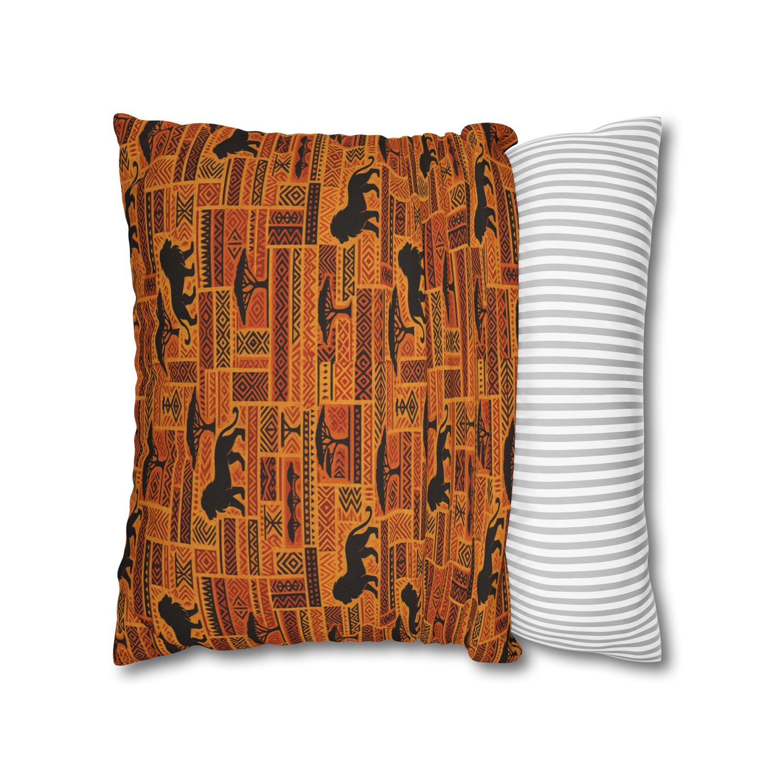 African Safari Pattern Pillowcase | Lion Silhouette Square Pillow - Image 14