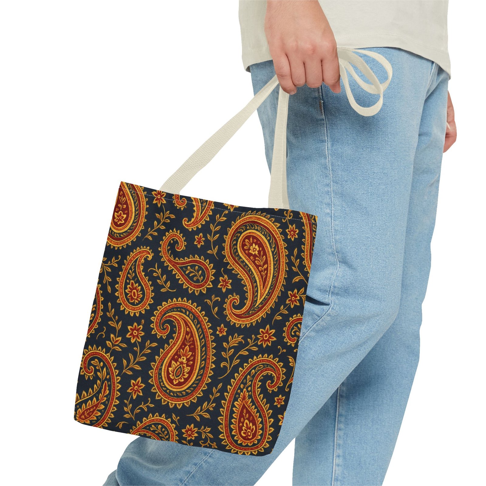 Autumn Paisley Pattern Tote Bag | All-Over Print - Image 15
