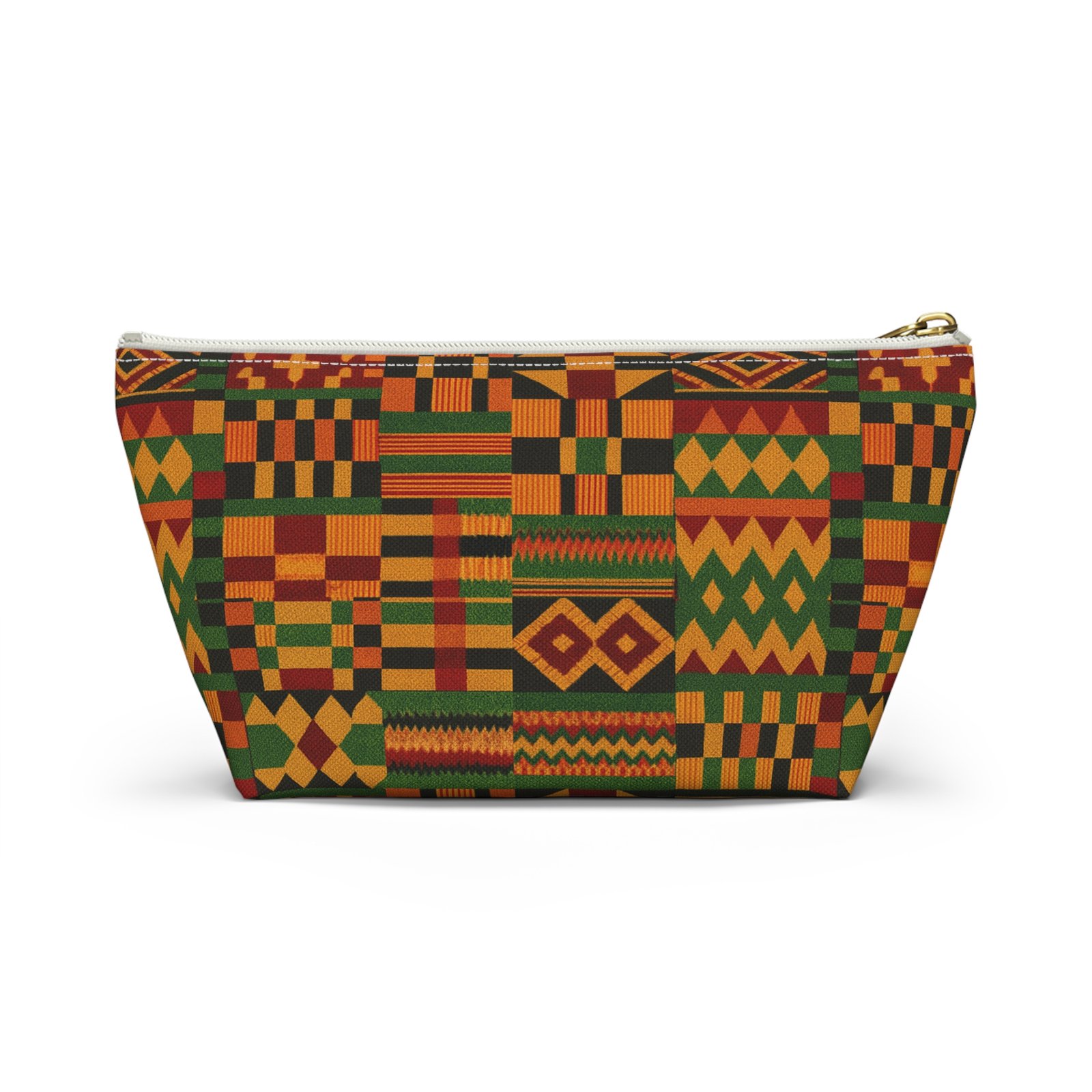 Kente Pattern Accessory Pouch | T-Bottom Makeup Bag, African Print - Image 14