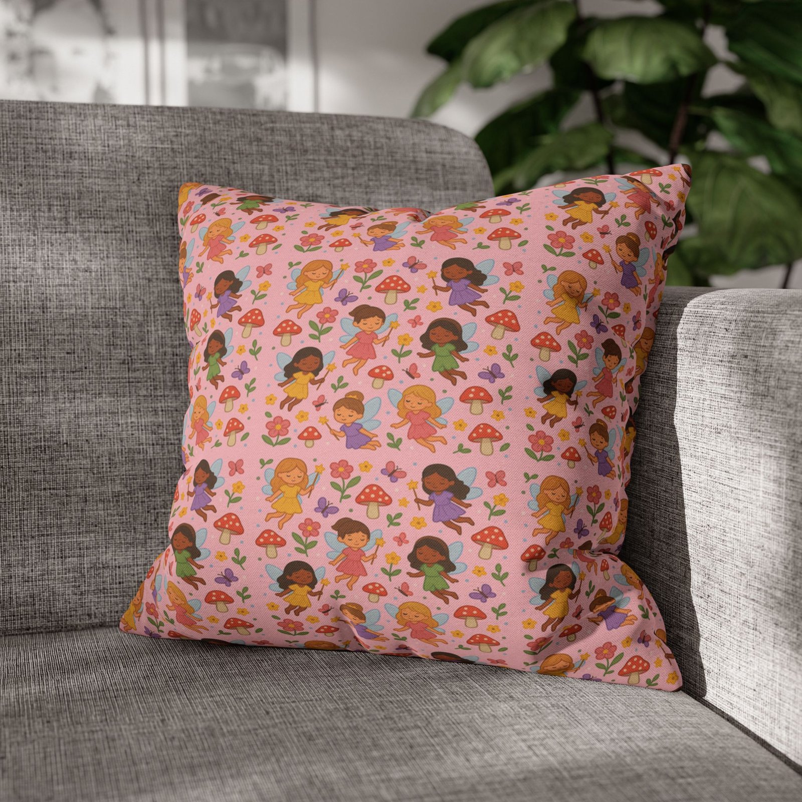 Flower Girls Square Pillowcase, Floral Pillow Cover, Bedroom Decor, Home Accent, Flower Pattern Bedding - Image 17