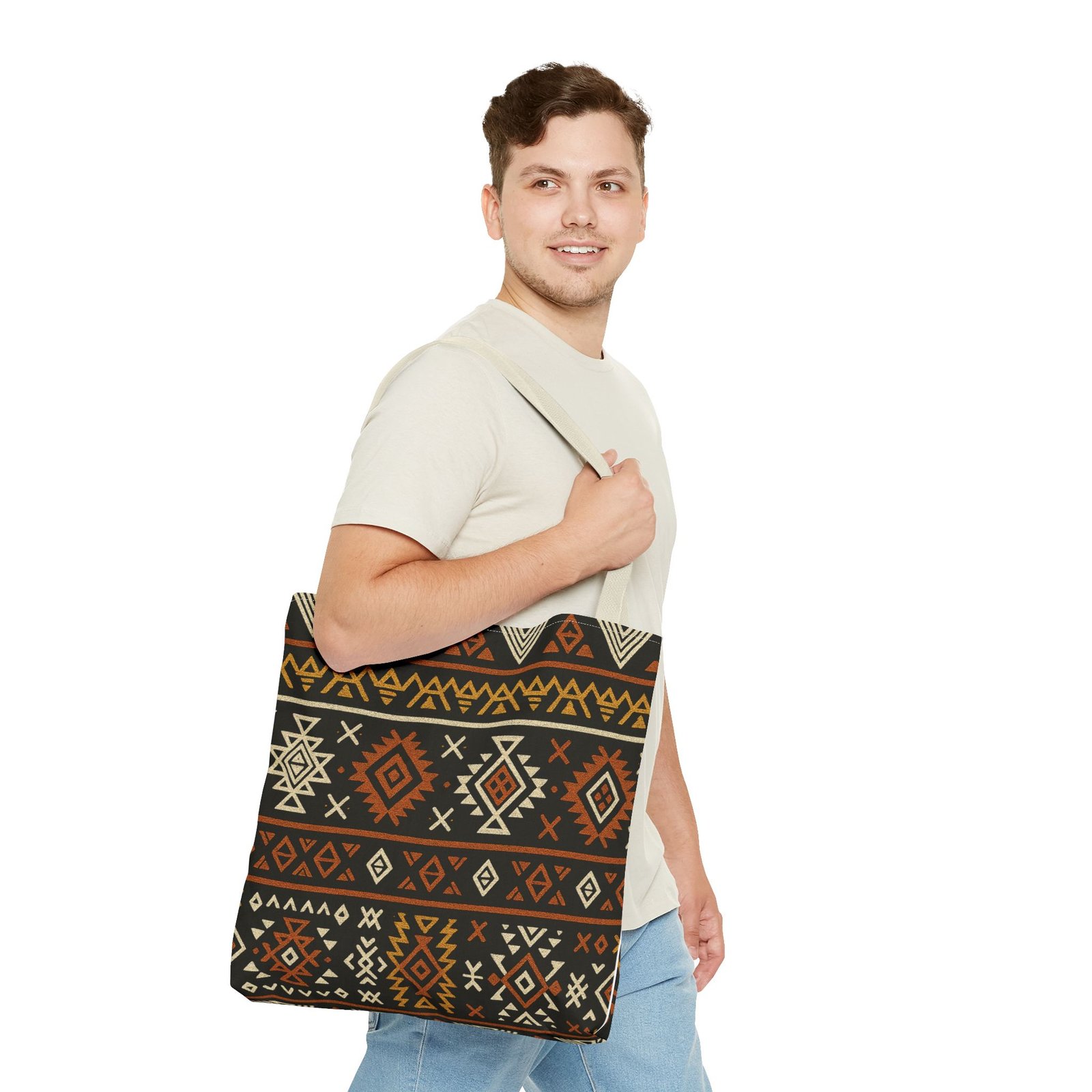 Southwestern Aztec Pattern Tote Bag | Tribal Geometric All-Over Print, Boho Chic Shoulder Bag, Ethnic Market Tote, Colorful Handbag, - Image 47