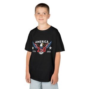 Kids Patriotic Tee, 250th America Anniversary Youth Shirt, USA 1776-2026 Semiquincentennial Shirt, Independence Day Top