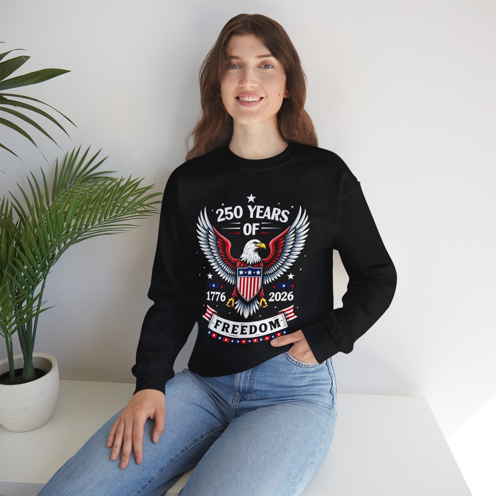 Patriotic Crewneck Sweatshirt, 250 Years of Freedom, America 250 Anniversary Pullover, 1776-2026 U.S. Semiquincentennial - Image 4