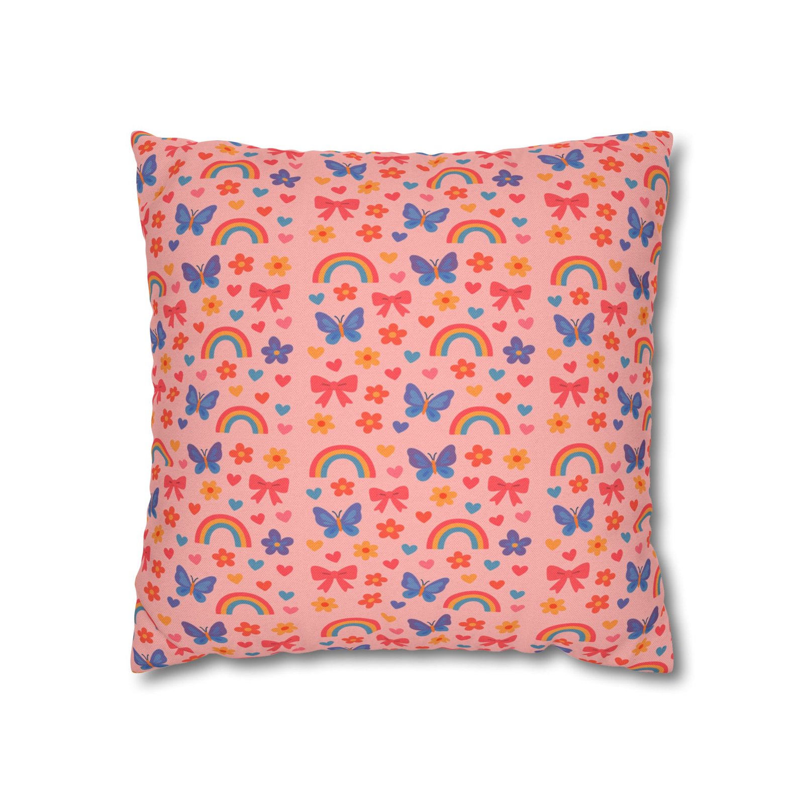 Rainbow Butterflies Pattern Pillowcase | Square Polyester Pillowcase - Image 7