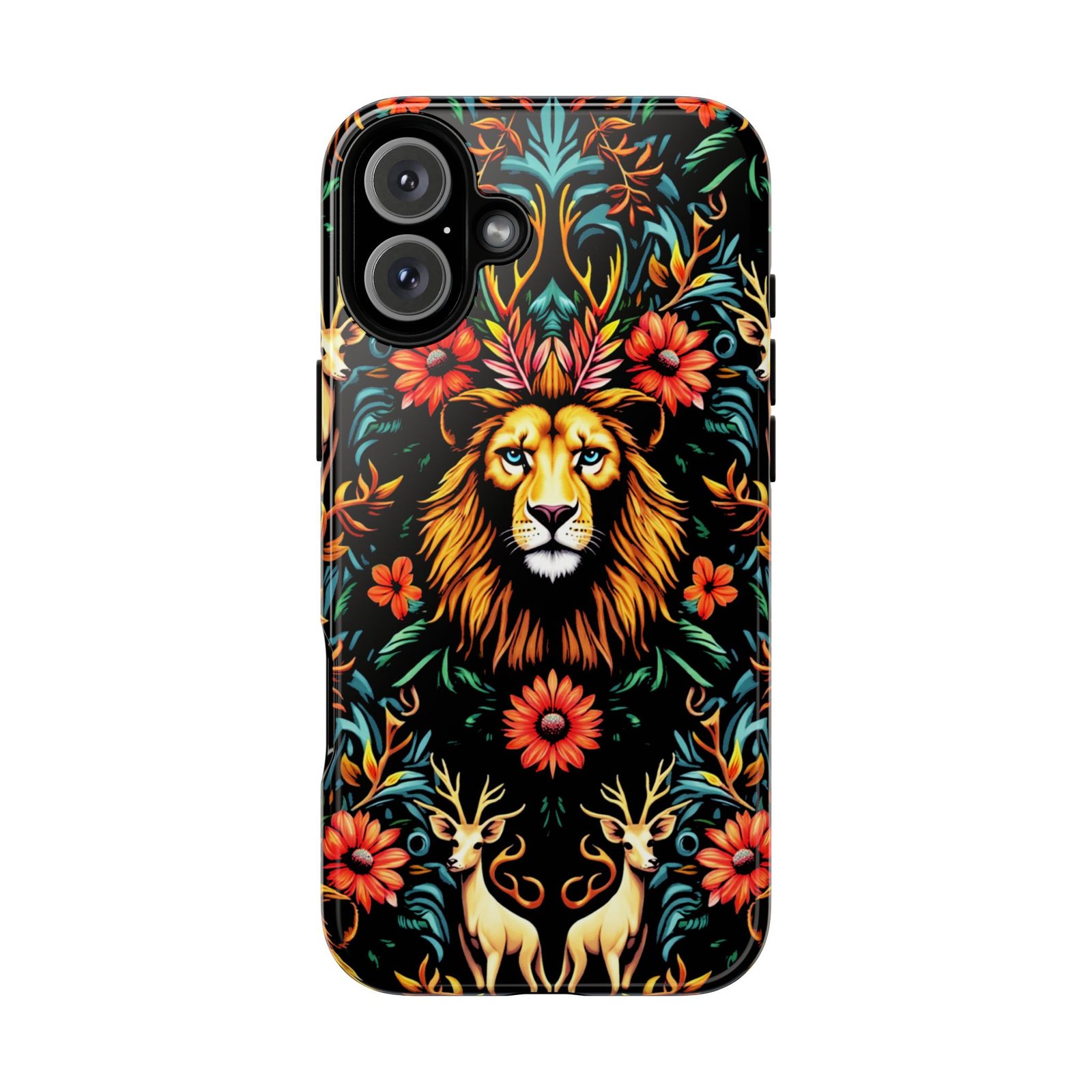 iPhone16 Vibrant Lion Phone Case, Tough Cases, Floral Design, Bohemian Style, Gift for Animal Lovers, Unique Phone Accessories - Image 9
