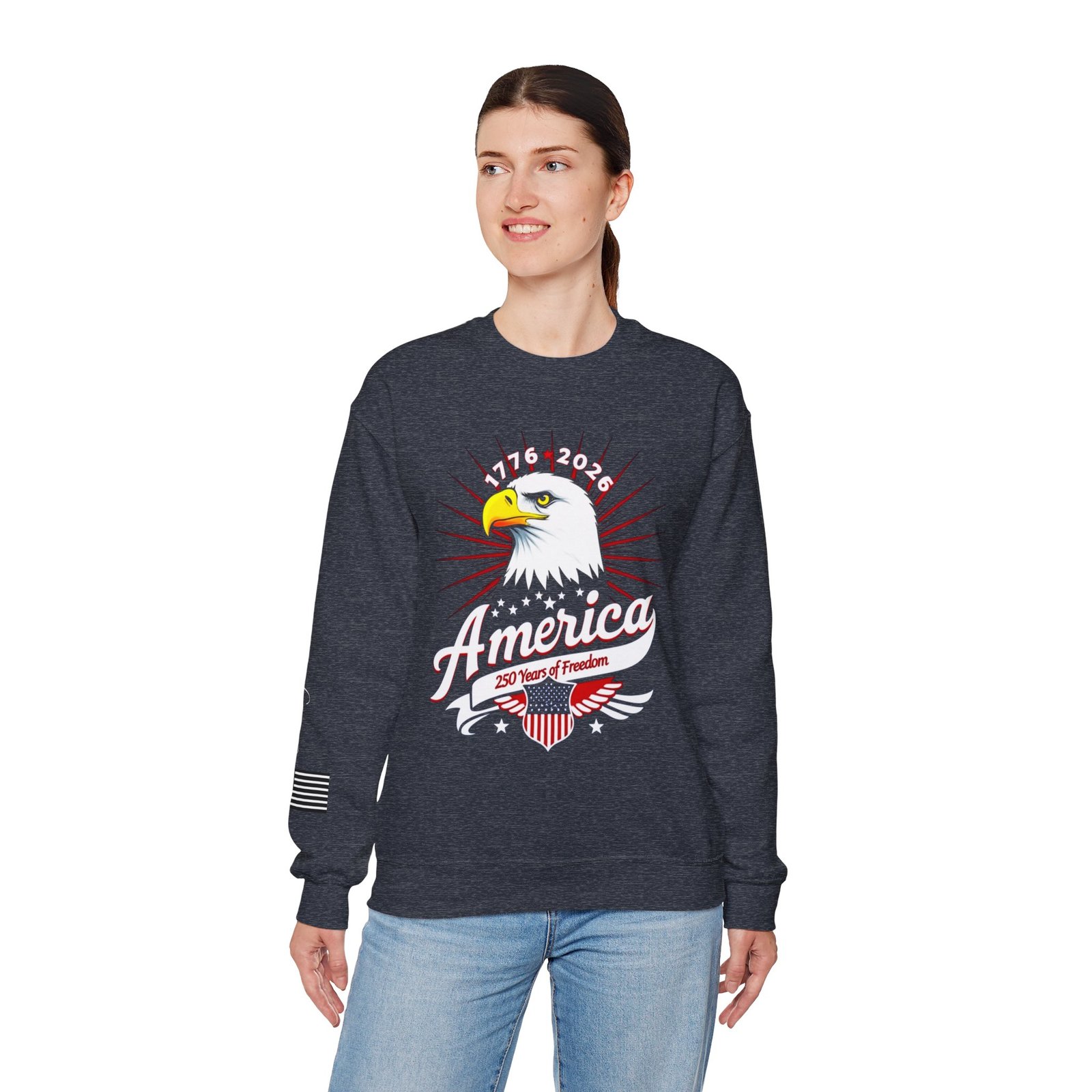 Custom American Eagle Unisex Sweatshirt, 250 Years of Freedom Design, USA Patriotic Apparel, Independence Day Gift, - Image 9