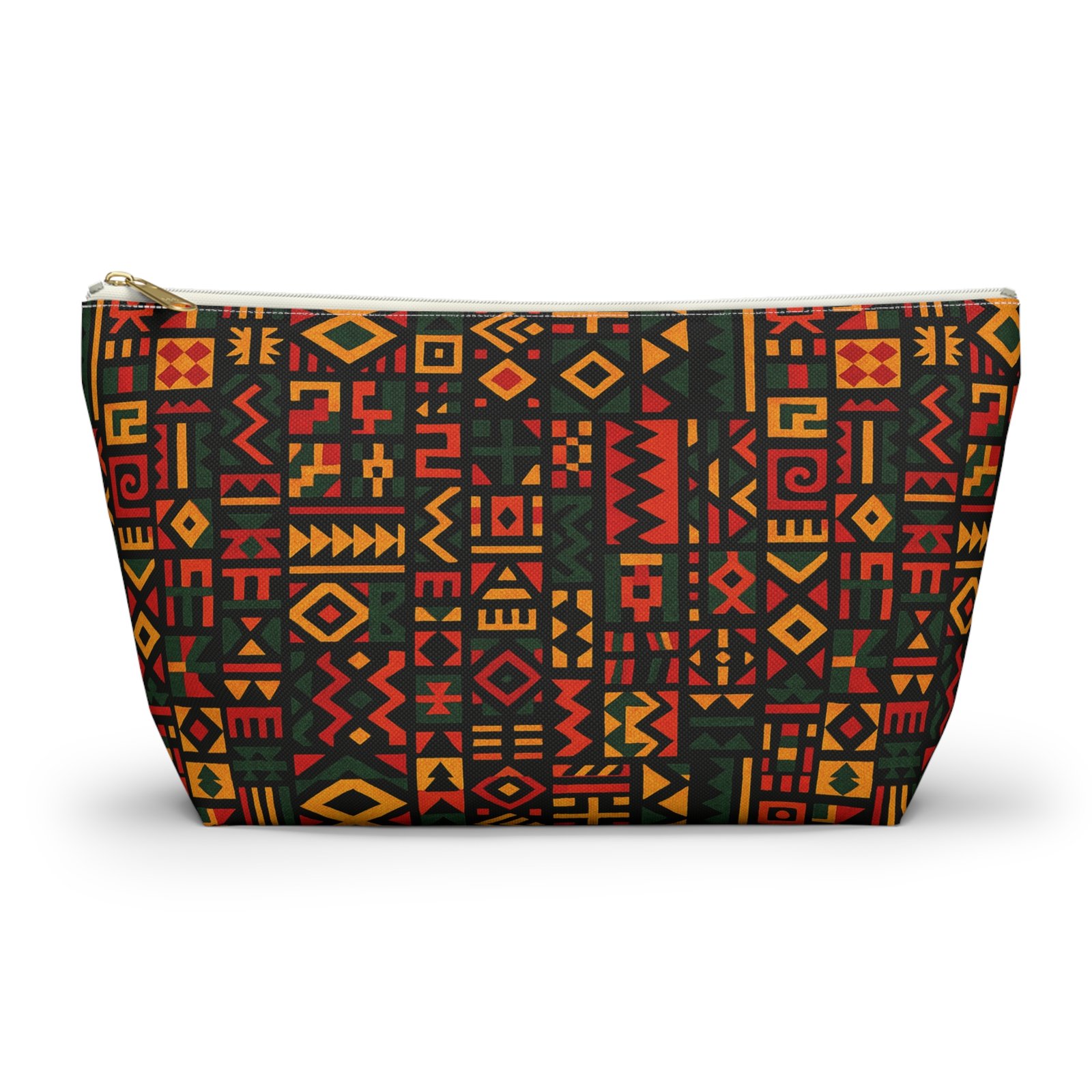 African Tribal Pattern Accessory Pouch | T-Bottom Zip Cosmetic Bag - Image 5