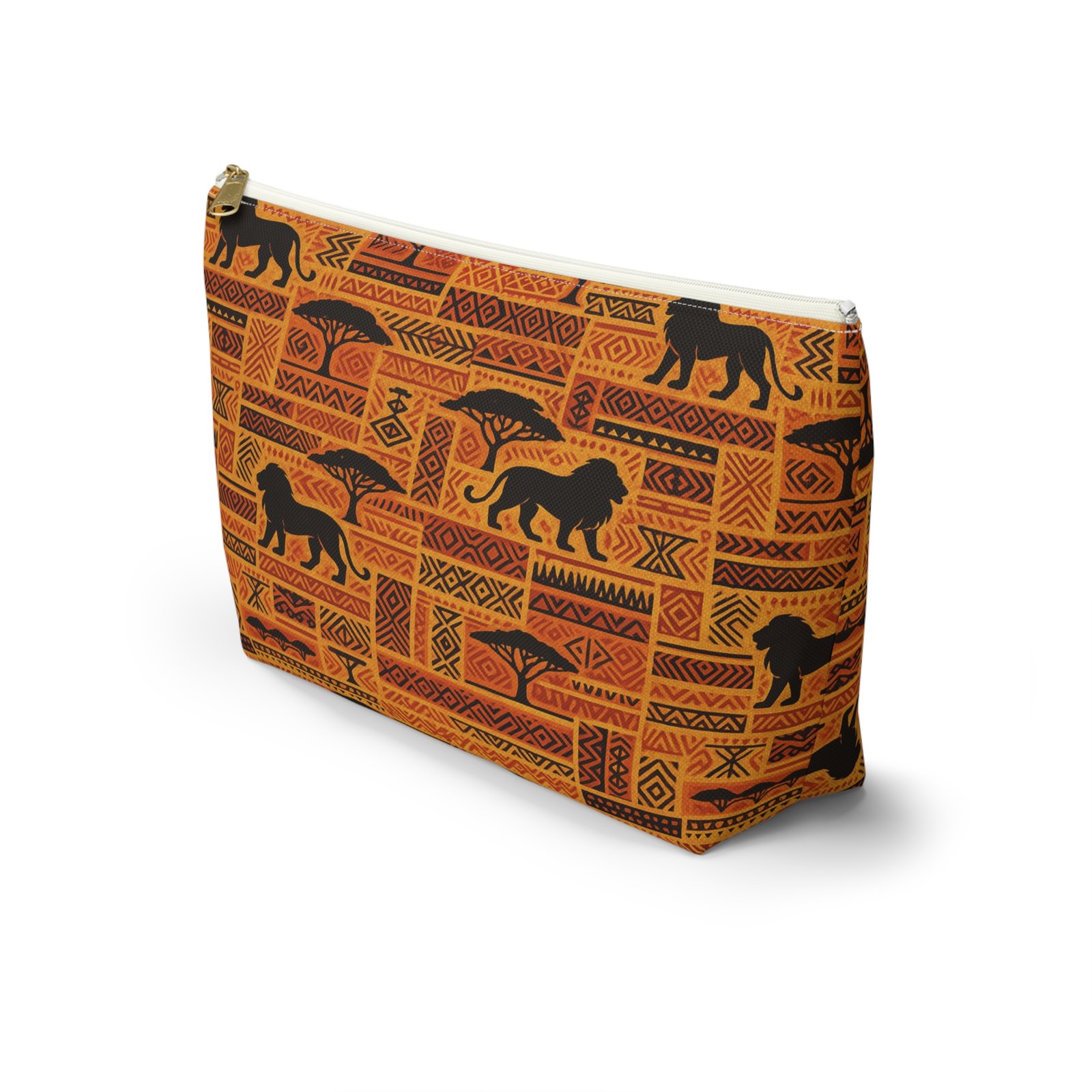 African Safari Lion Pattern Accessory Pouch | T-Bottom Cosmetic Bag - Image 7