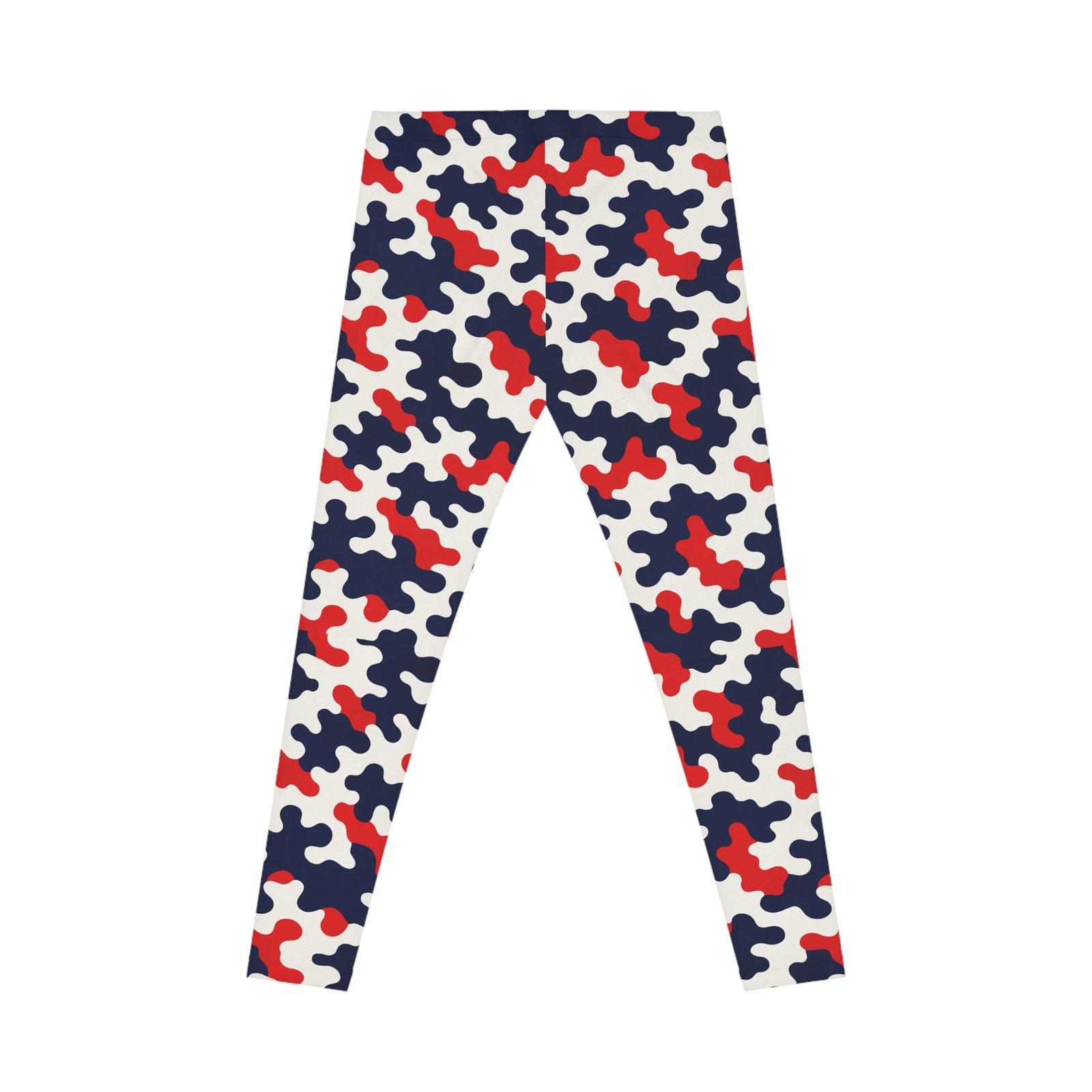 Red Navy Abstract Camouflage Leggings | All-Over-Print Leggings - Image 3