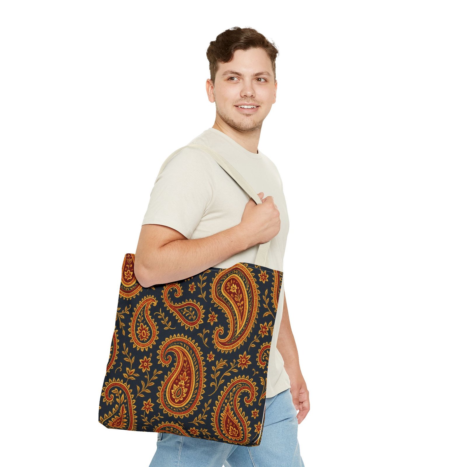 Autumn Paisley Pattern Tote Bag | All-Over Print - Image 23