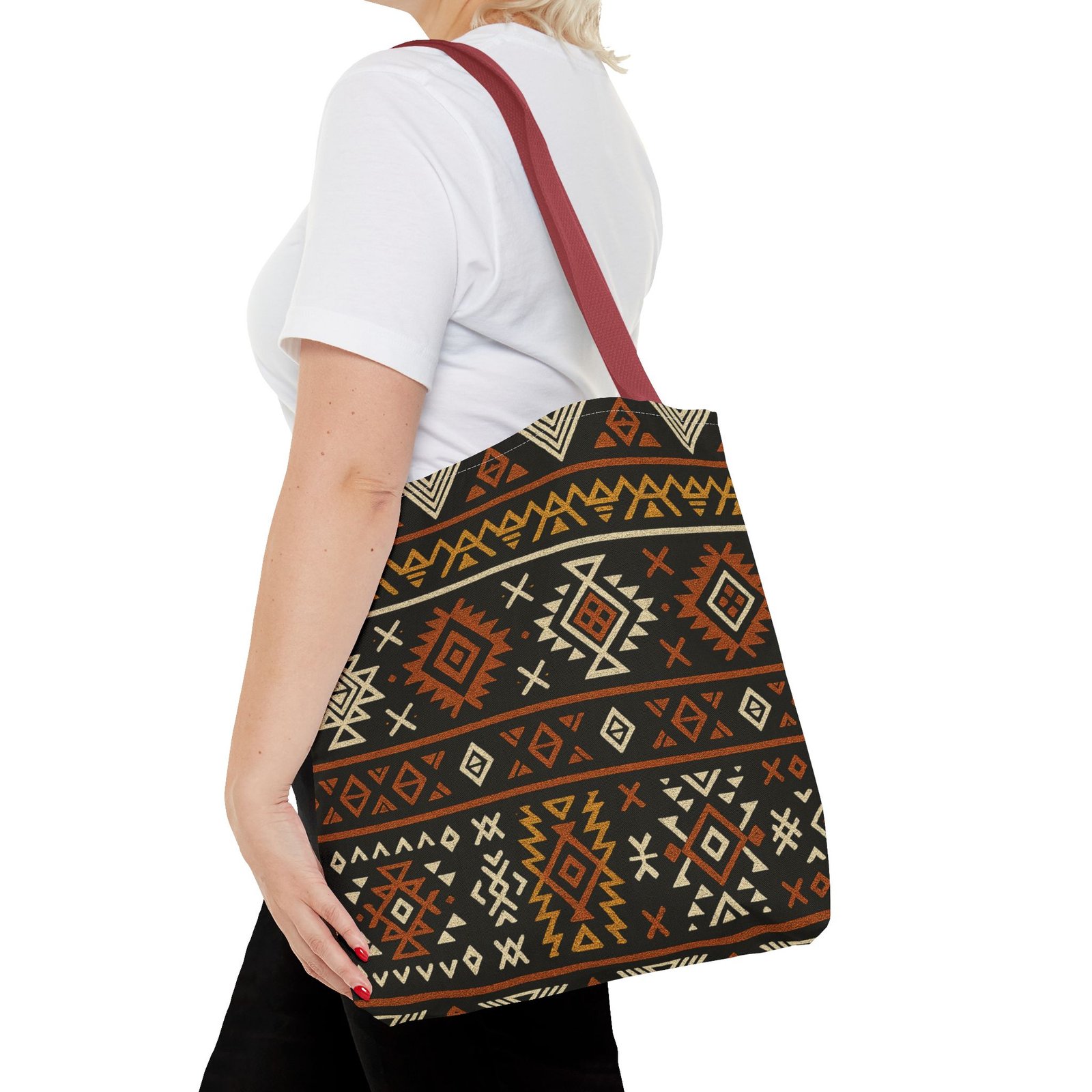 Southwestern Aztec Pattern Tote Bag | Tribal Geometric All-Over Print, Boho Chic Shoulder Bag, Ethnic Market Tote, Colorful Handbag, - Image 20