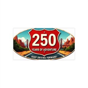Adventure-Themed Bumper Stickers - Celebrating 250 Years of American Adventure, Patriotic Car Decals, Travel Sticker Pack, Wanderlust Laptop