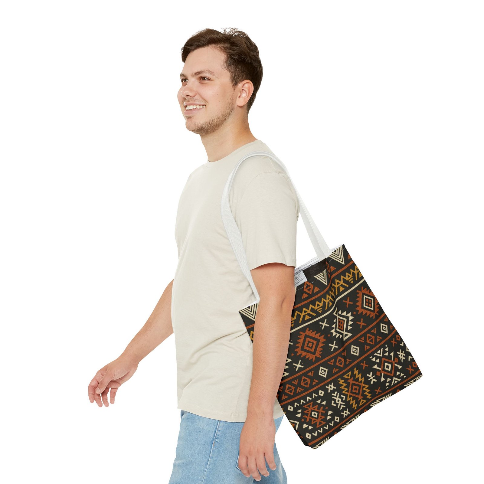 Southwestern Aztec Pattern Tote Bag | Tribal Geometric All-Over Print, Boho Chic Shoulder Bag, Ethnic Market Tote, Colorful Handbag, - Image 31