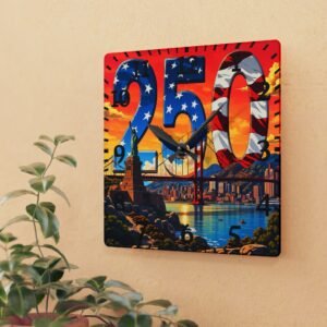 Patriotic Wall Clock, USA Flag Decor, Independence Day Acrylic Clock, America Theme Clock, Red White Blue Round Clock, American Pride