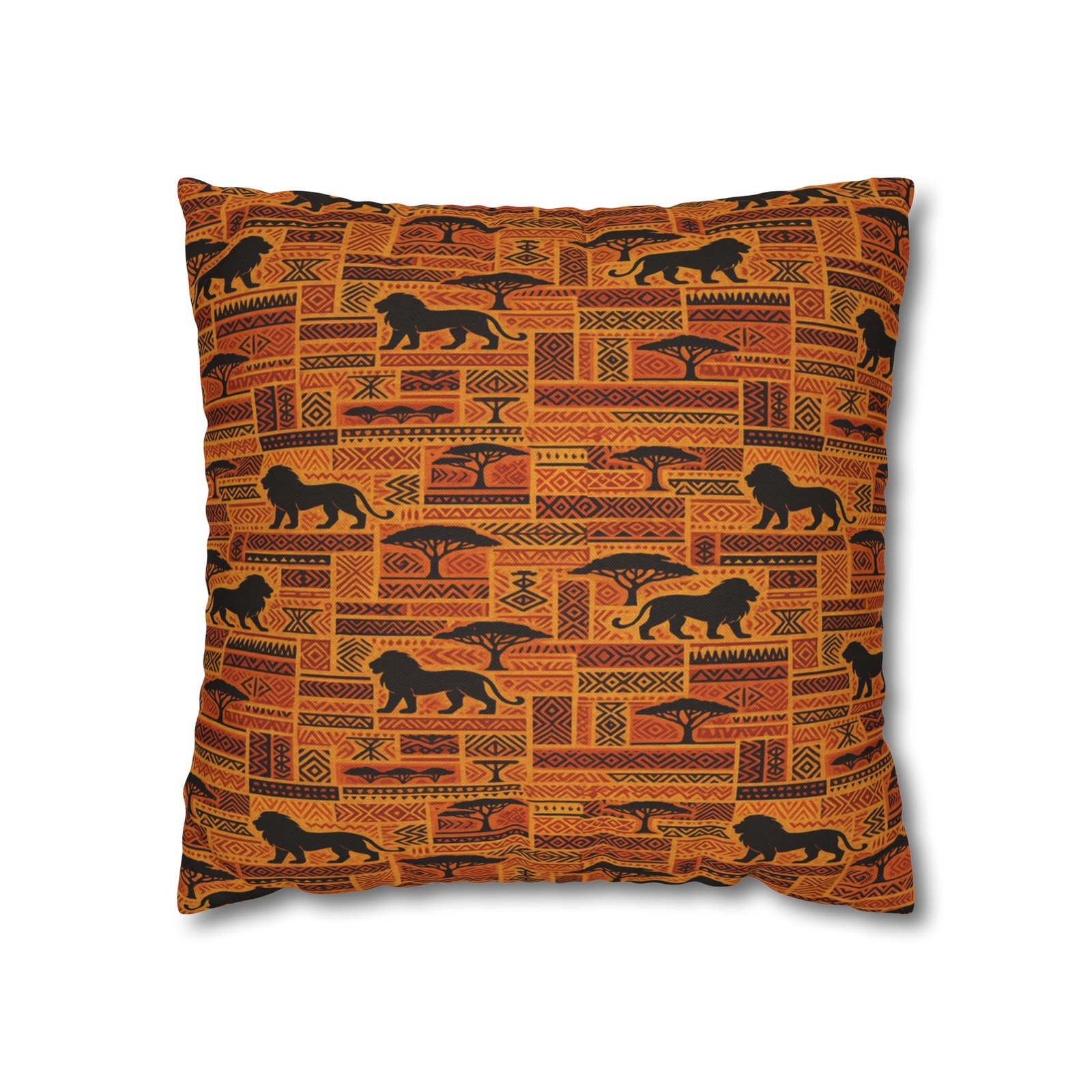 African Safari Pattern Pillowcase | Lion Silhouette Square Pillow - Image 7