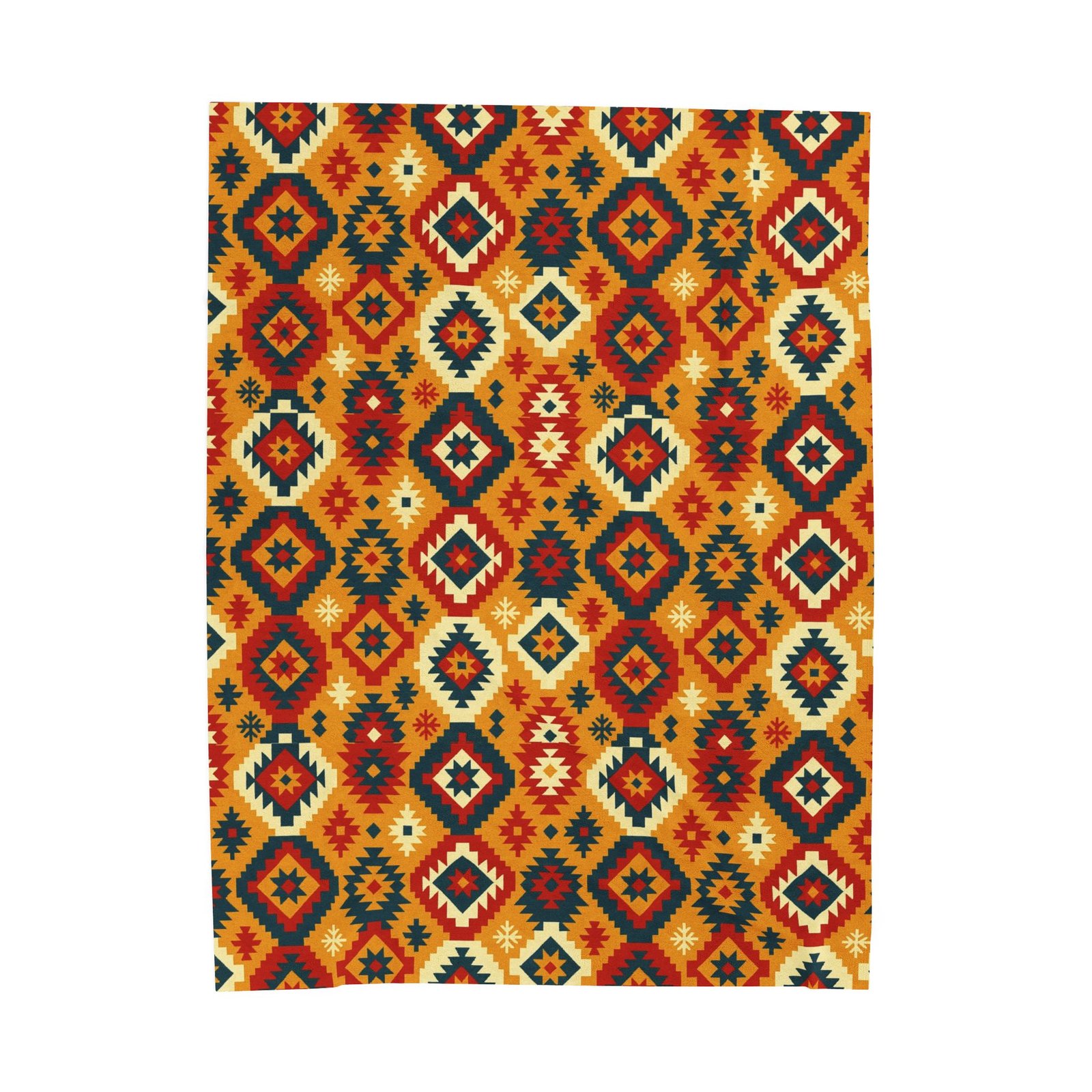 Southwestern Diamond Pattern Velveteen Plush Blanket | Aztec Geometric Throw - Image 5