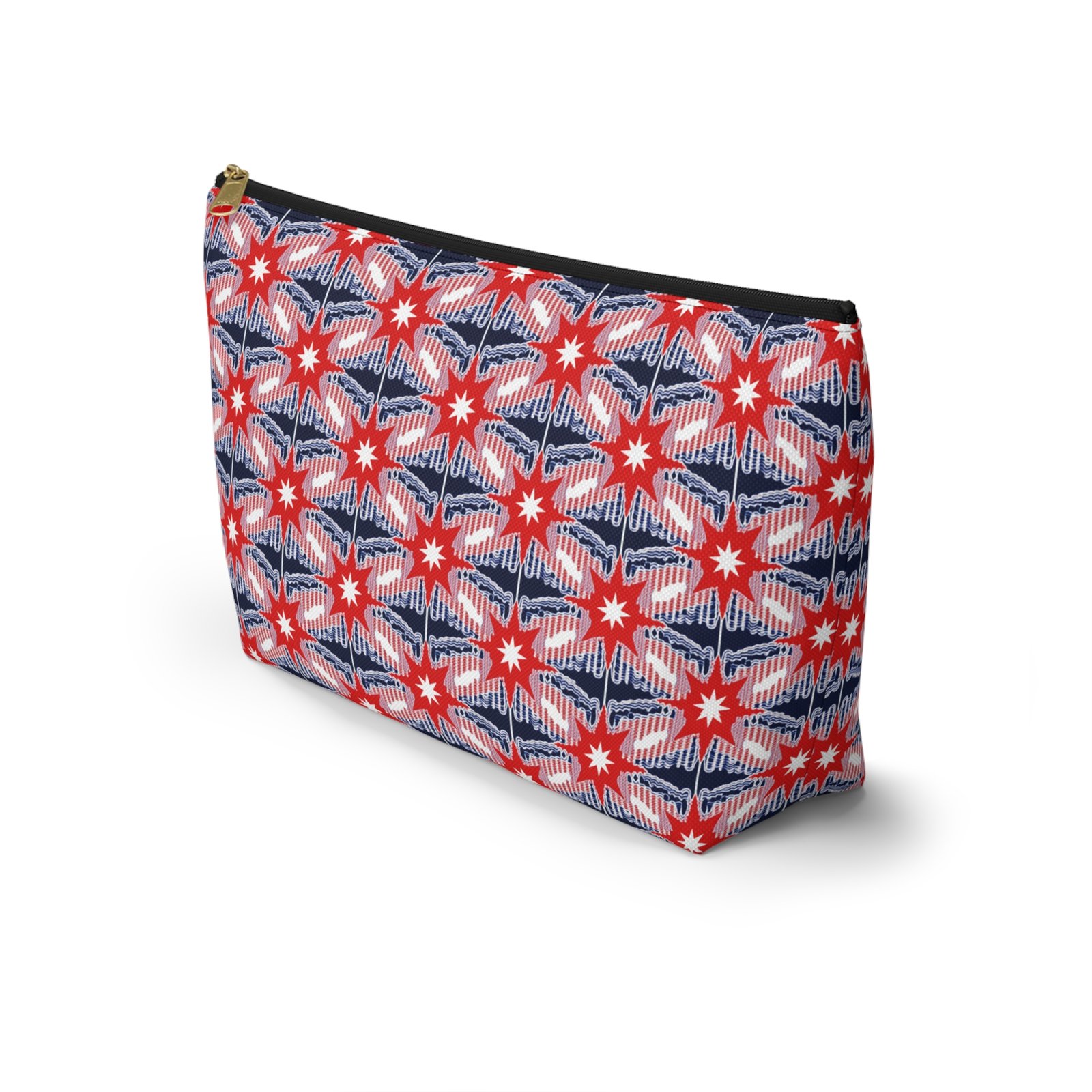 Red Blue Ikat Star Pattern Accessory Pouch - Image 3