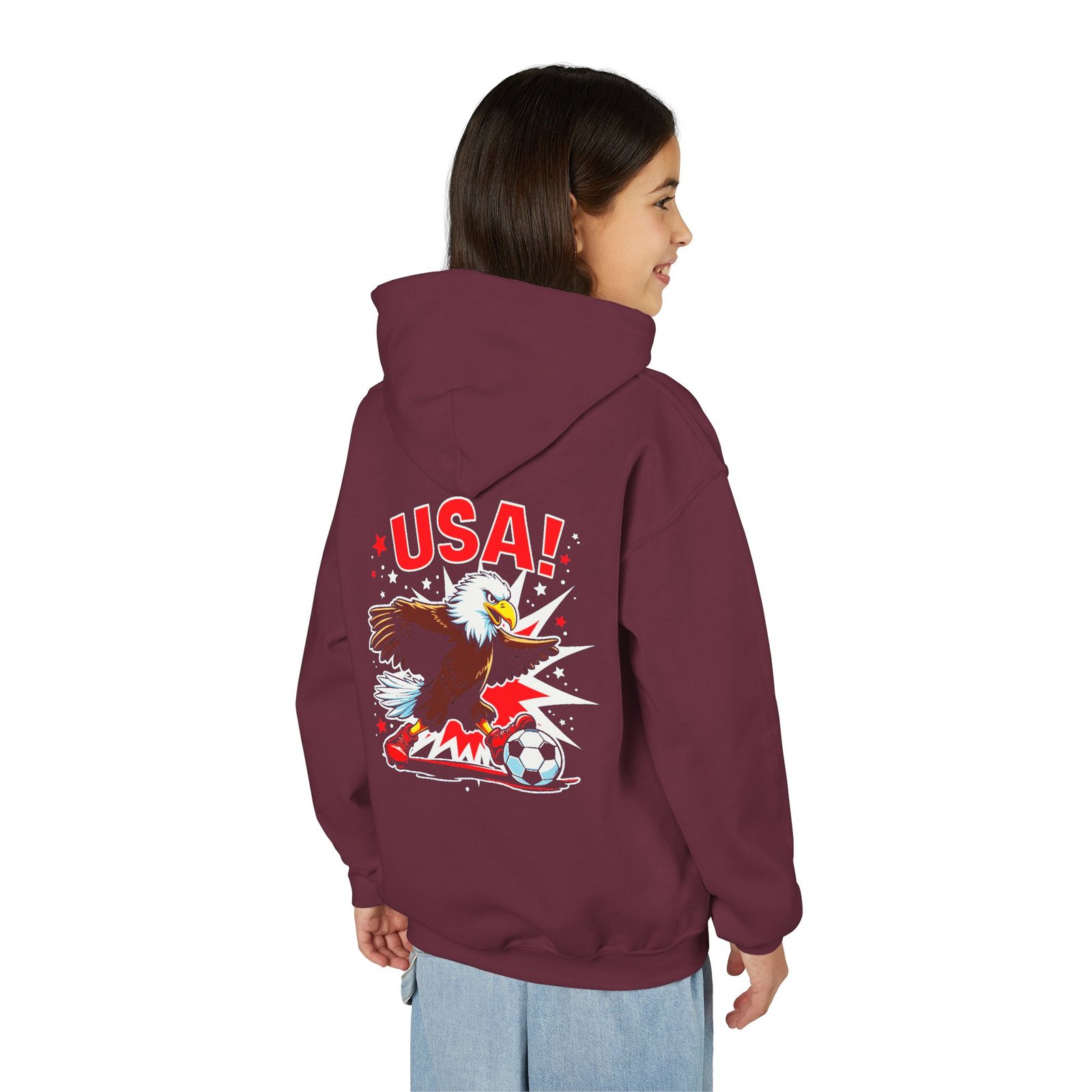 USA Eagle Soccer Hoodie | Youth Hooded Sweatshirt - Image 13