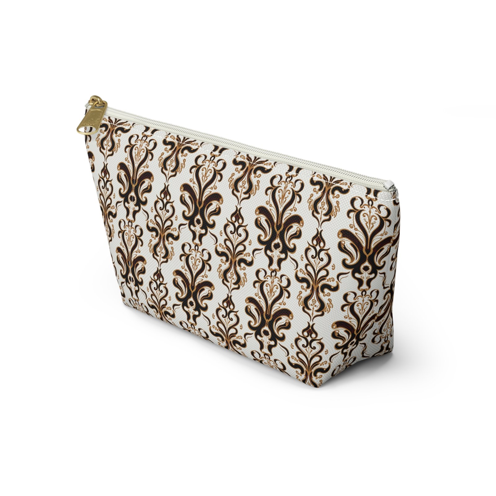 Brown Damask Pattern Accessory Pouch - Image 15