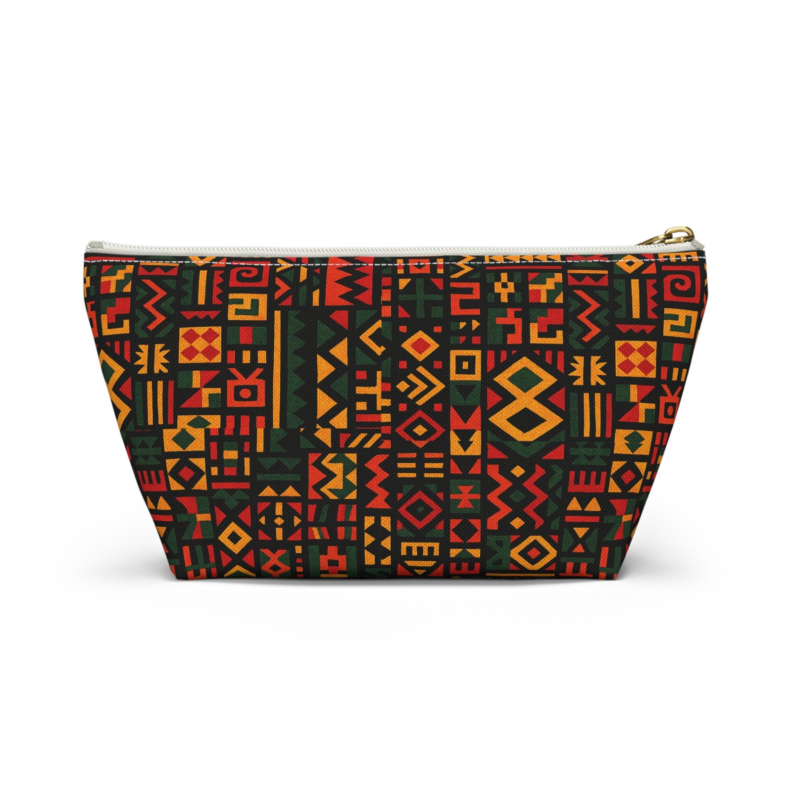 African Tribal Pattern Accessory Pouch | T-Bottom Zip Cosmetic Bag - Image 14