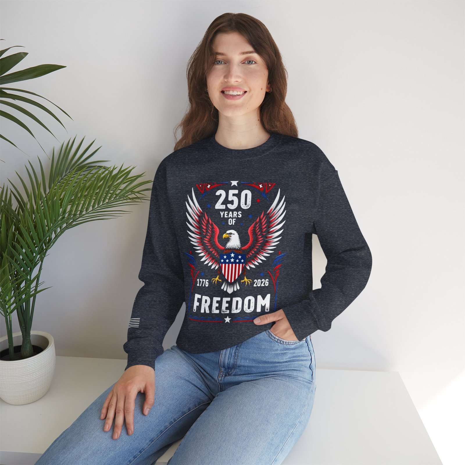 Patriotic Eagle Sweatshirt, 250 Years of Freedom, America 250 Semiquincentennial Pullover, 1776-2026 U.S. Anniversary Crewneck - Image 8