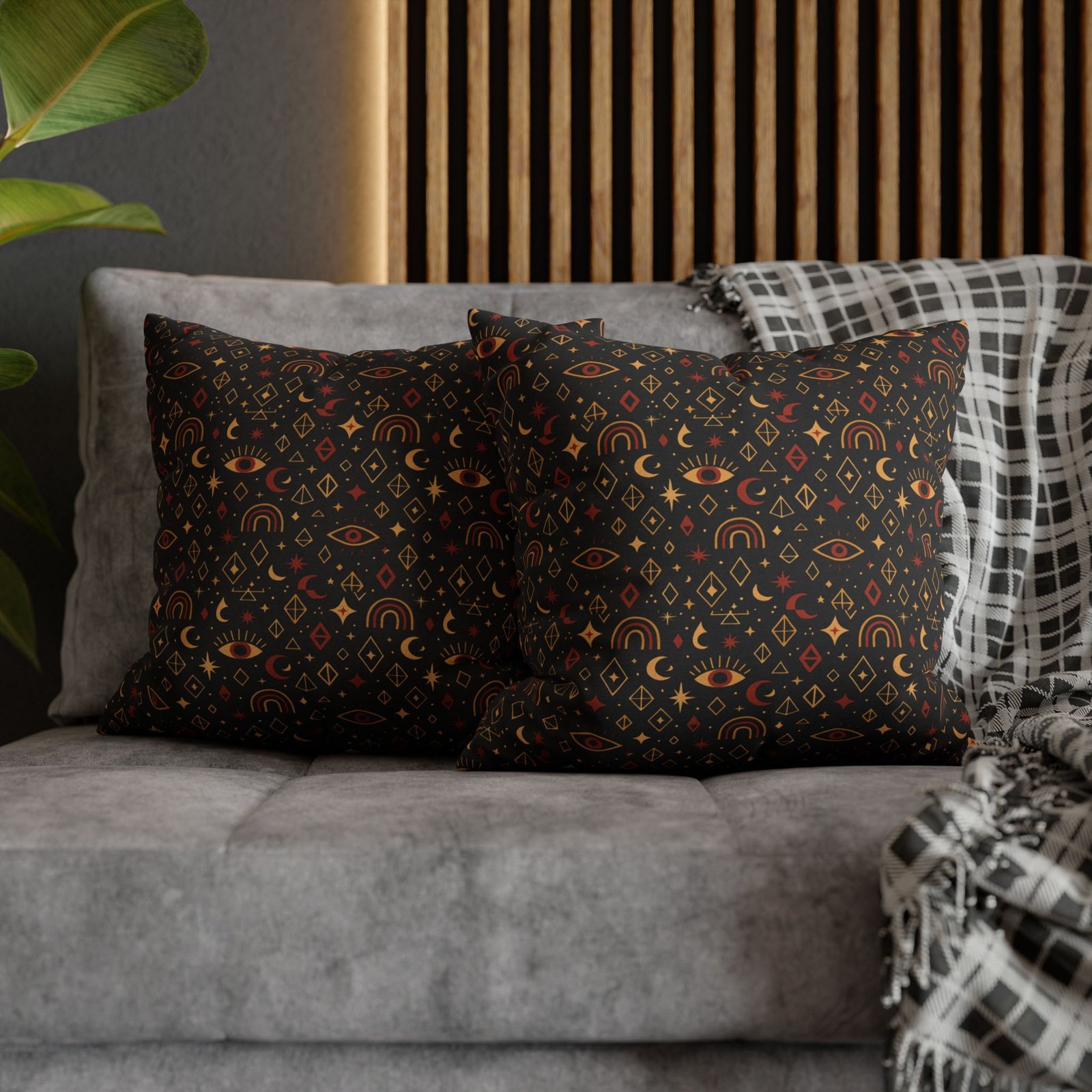 Mystic Eye Pattern Pillowcase | Boho Celestial Motif, Dark Autumn Colors - Image 18