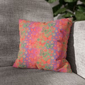 Watercolor Floral Pattern Spun Polyester Pillowcase | Square Decorative Pillow