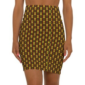 Geometric African Print Pencil Skirt | Yellow Red Black Pattern