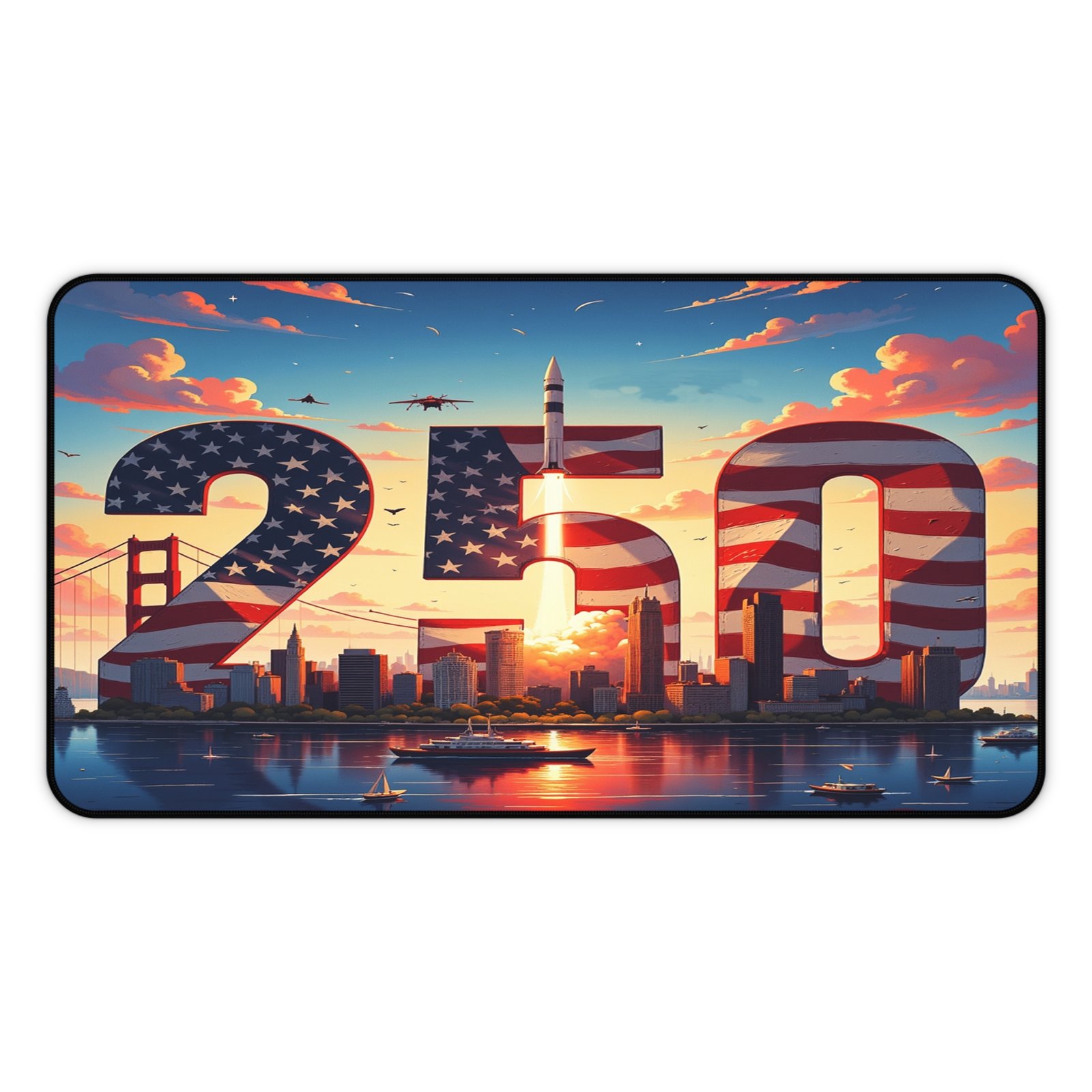 America 250 Skyline Desk Mat, USA Cityscape Mouse Pad, United States Office Decor, American Landmarks Desk Accessory, Patriotic Work From - Image 5