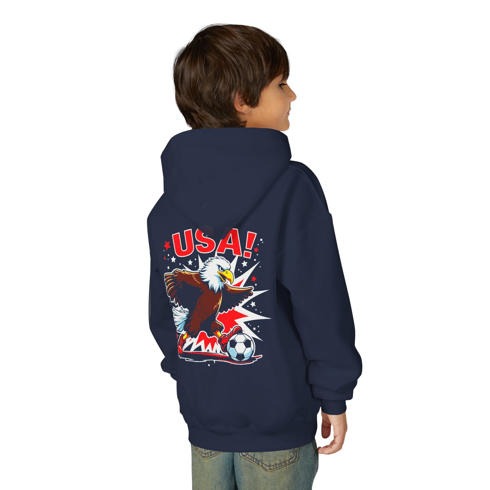 USA Eagle Soccer Hoodie | Youth Hooded Sweatshirt - Image 25