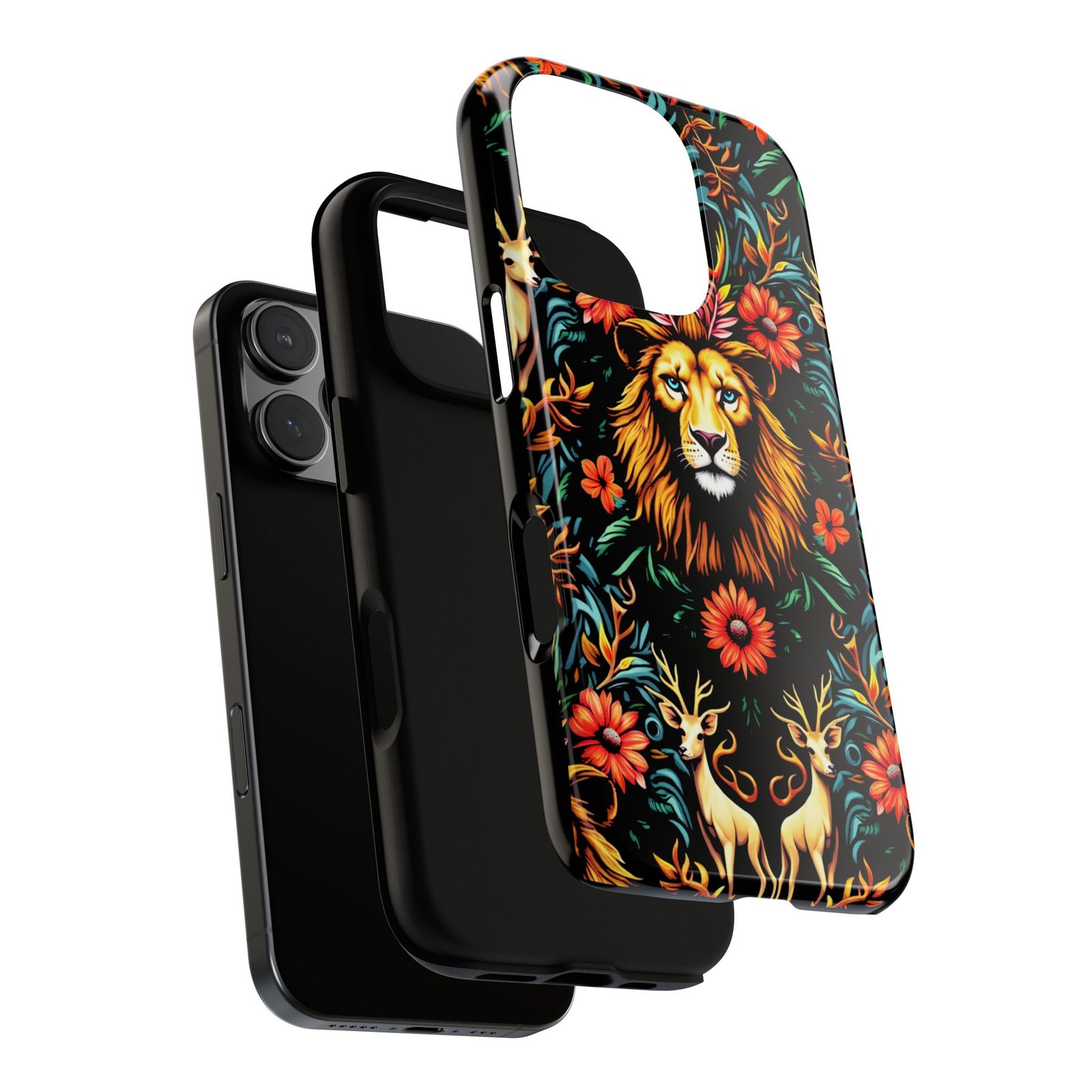 iPhone16 Vibrant Lion Phone Case, Tough Cases, Floral Design, Bohemian Style, Gift for Animal Lovers, Unique Phone Accessories - Image 19