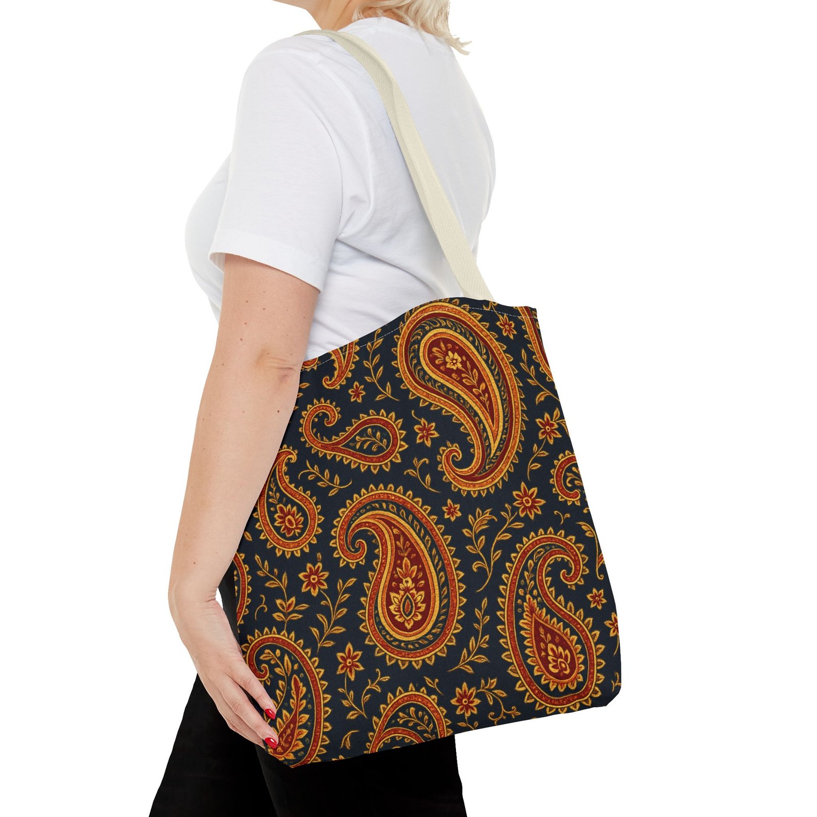 Autumn Paisley Pattern Tote Bag | All-Over Print - Image 20