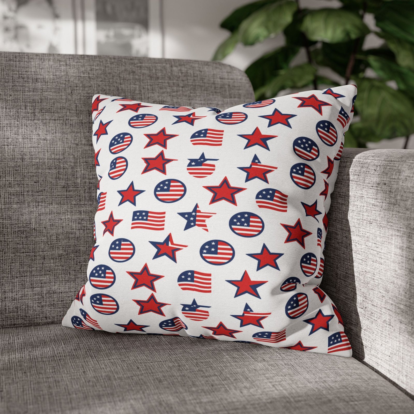 Patriotic Stars and Flags Pillowcase | American Flag Pattern Pillow - Image 17