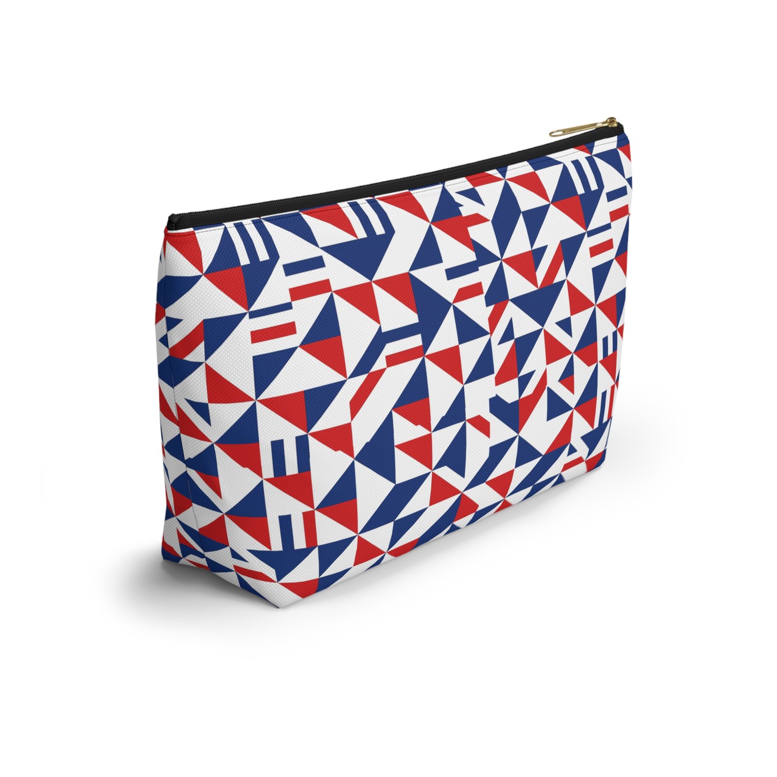Red White Blue Geometric Pattern Accessory Pouch - Image 4