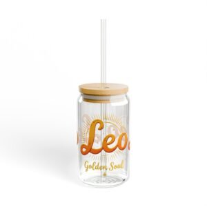 Leo Zodiac Sipper Glass, 16oz - Fun Leo Gift, Astrology Drinkware, Personalized Tumbler, Horoscope Cup, Unique Leo Souvenir