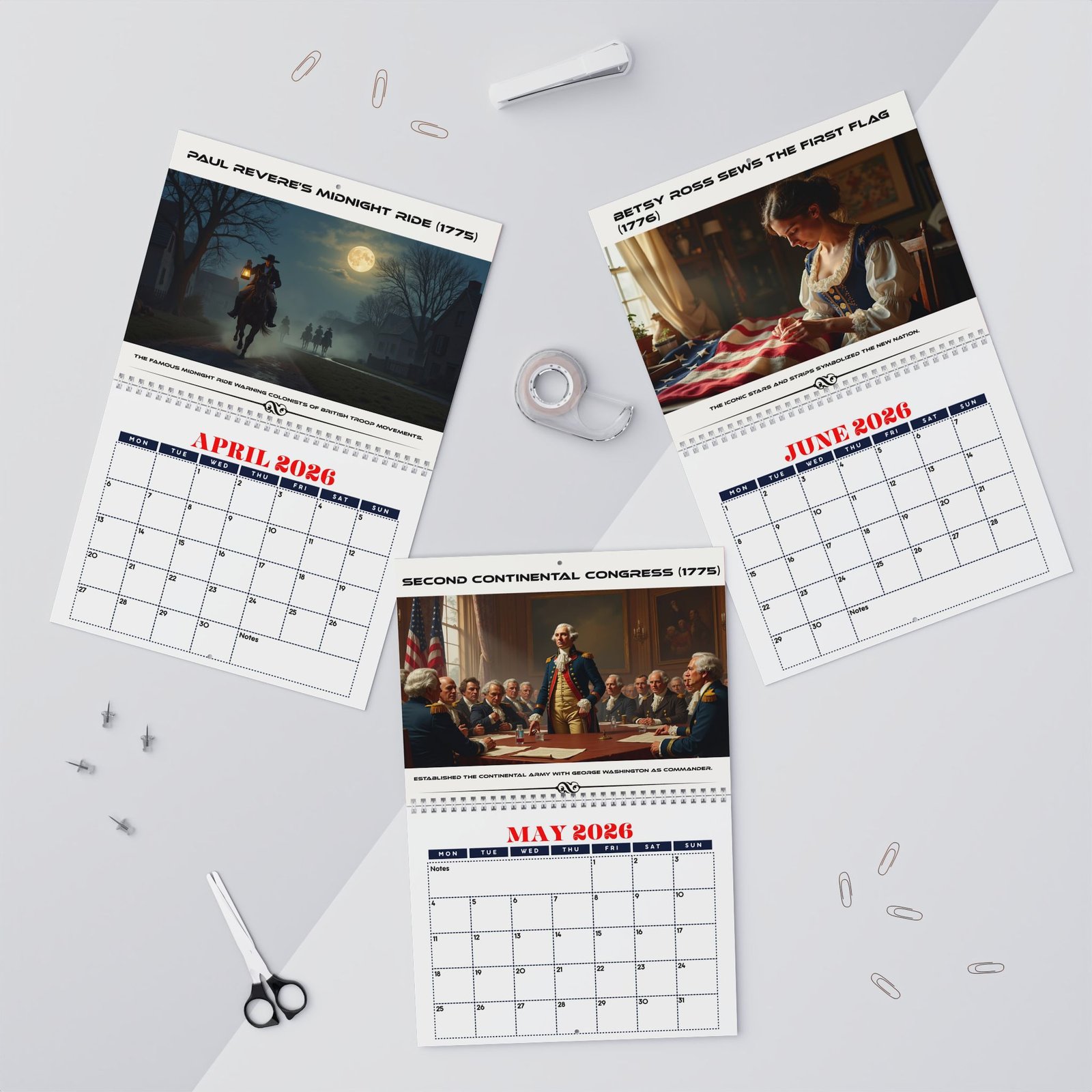 2026 Semiquincentennial Minimalist Calendar, America 250 Wall Calendar, 1776-2026 Patriotic Planner, U.S. 250th Anniversary Gift - Image 6